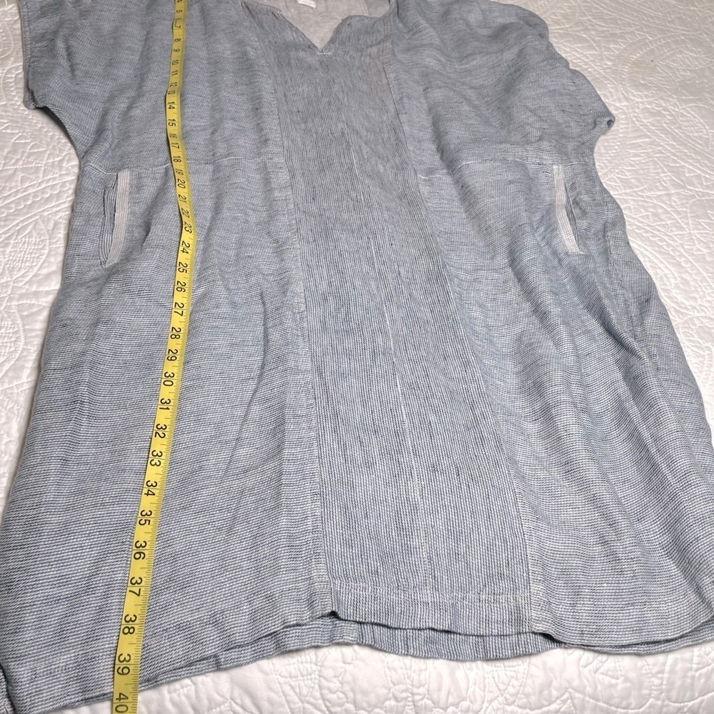 Poetry 100% Linen Blue/Gray Lagenlook Tunic Top Dress Women’s Size US 14 - Picture 9 of 11